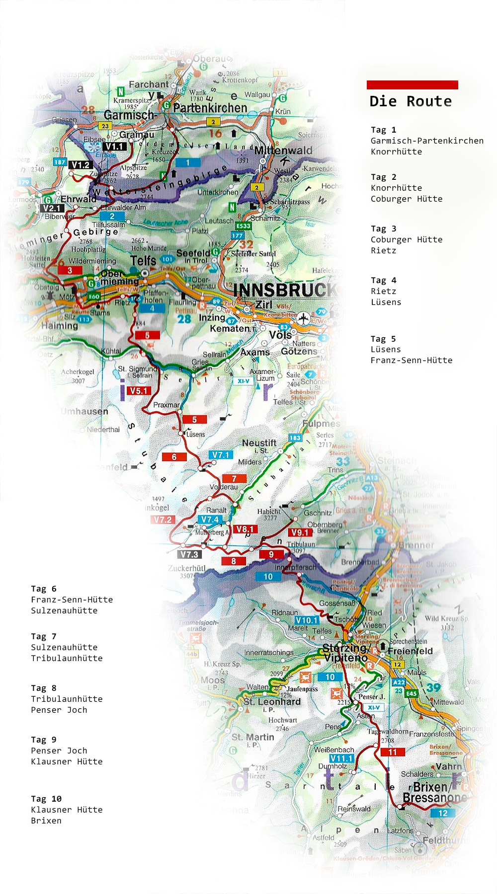 Strecke der Alpenüberquerung